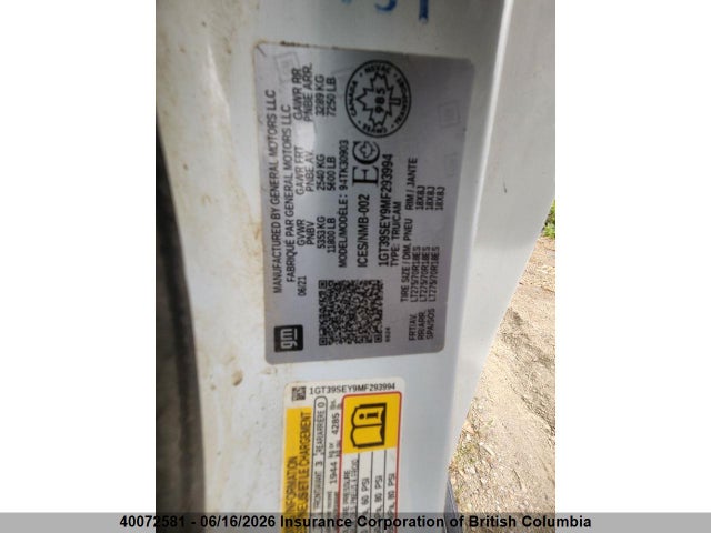 1GT39SEY9MF293994 GMC SIERRA 3500HD