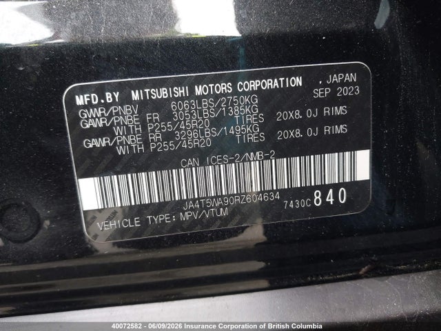JA4T5WA90RZ604634 Mitsubishi Outlander Sel
