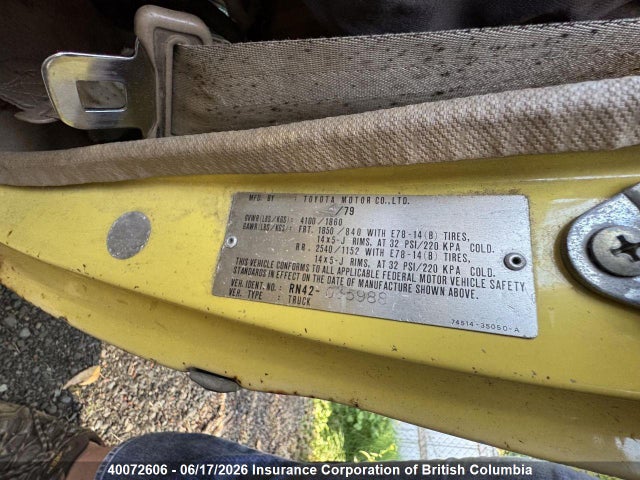 Aukcja sprzedaży 1979 Toyota Pickup, vin: RN42035988, numer aukcji: 40072606