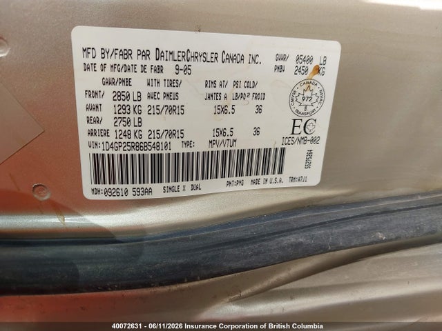 40072631 :رقم المزاد ، 1D4GP25R86B548101 vin ، 2006 Dodge Caravan Se مزاد بيع