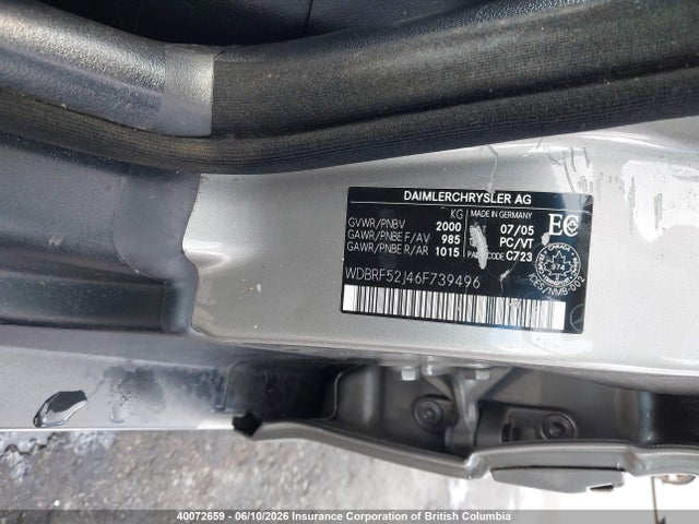 2006 Mercedes-benz C 230 მანქანა იყიდება აუქციონზე, vin: WDBRF52J46F739496, აუქციონის ნომერი: 40072659