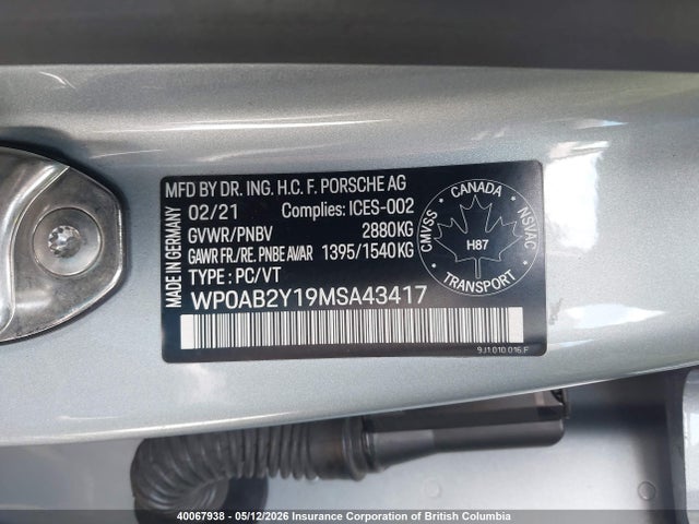 WP0AB2Y19MSA43417 Porsche TAYCAN 4S