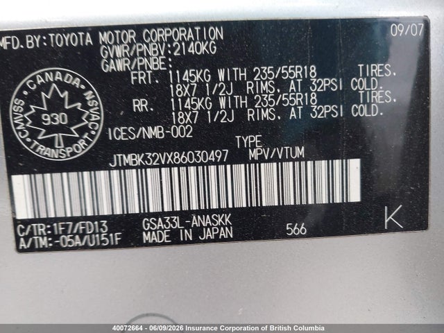 Aukcja sprzedaży 2008 Toyota Rav4, vin: JTMBK32VX86030497, numer aukcji: 40072664