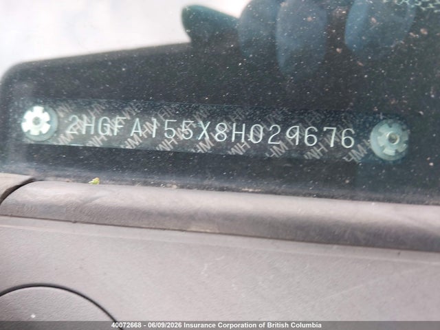 Aukcja sprzedaży 2008 Honda Civic, vin: 2HGFA155X8H029676, numer aukcji: 40072668