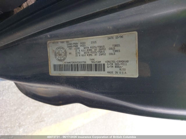 1997 Toyota Tacoma Xtracab მანქანა იყიდება აუქციონზე, vin: 4TAWN72N3VZ263756, აუქციონის ნომერი: 40072731