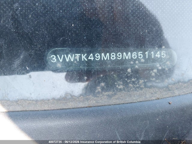 40072735 :رقم المزاد ، 3VWTK49M89M651145 vin ، 2009 Volkswagen Jetta مزاد بيع
