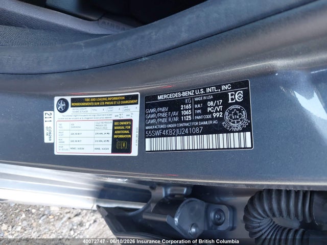 Продажа на аукционе авто 2018 Mercedes-benz C 300 4mati, vin: 55SWF4KB2JU241087, номер лота: 40072747