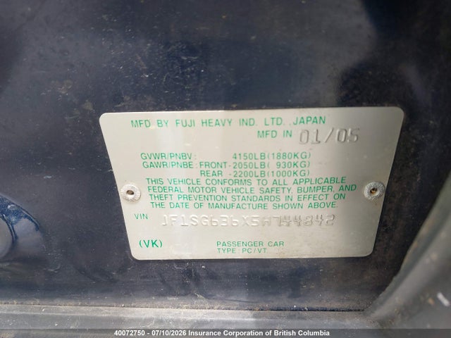 Продажа на аукционе авто 2005 Subaru Forester 2.5x, vin: JF1SG636X5H744842, номер лота: 40072750