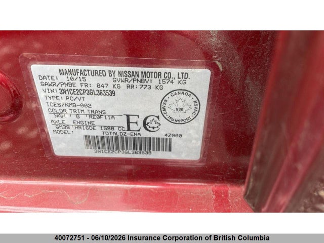 Nissan Versa 2016 3N1CE2CP3GL363539 Image 13