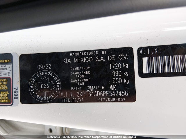 40070294 :رقم المزاد ، 3KPF34AD6PE542456 vin ، 2023 Kia Forte Ex/ex+/ex Premium مزاد بيع