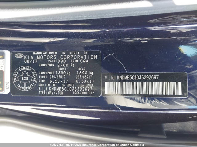 Aukcja sprzedaży 2018 Kia Sedona Lx, vin: KNDMB5C10J6392697, numer aukcji: 40072767