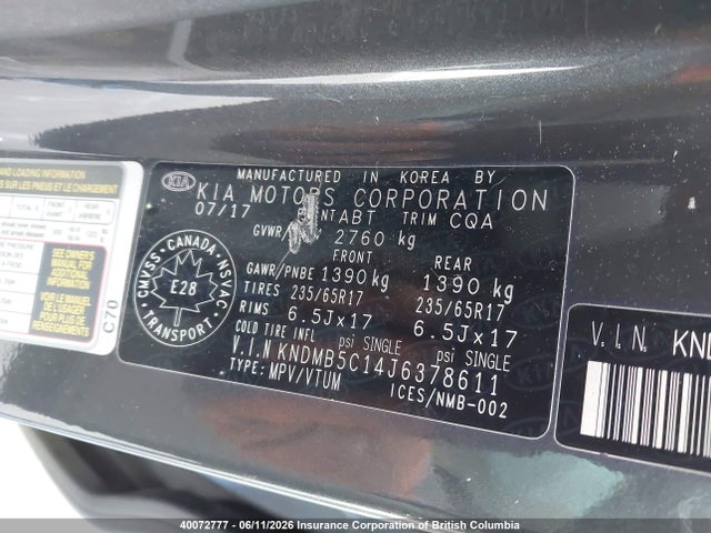 KIA SEDONA LX 2018 KNDMB5C14J6378611 Image 9