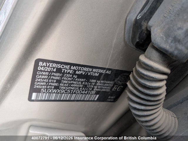 5UXWX9C51F0D44108 BMW X3