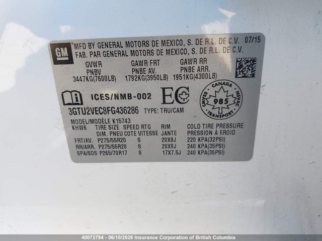 3GTU2VEC8FG436286 GMC Sierra 1500 Slt