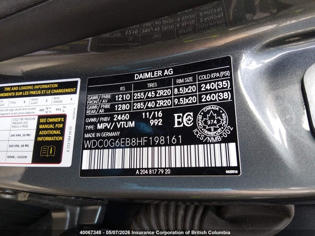 Продажа на аукционе авто 2017 Mercedes-benz Glc 43 4matic Amg, vin: WDC0G6EB8HF198161, номер лота: 40067348