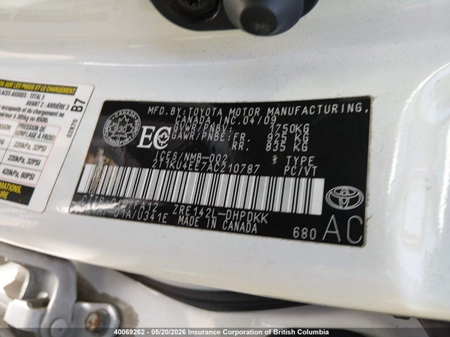 2010 Toyota Corolla Matrix მანქანა იყიდება აუქციონზე, vin: 2T1KU4EE7AC210787, აუქციონის ნომერი: 40069262