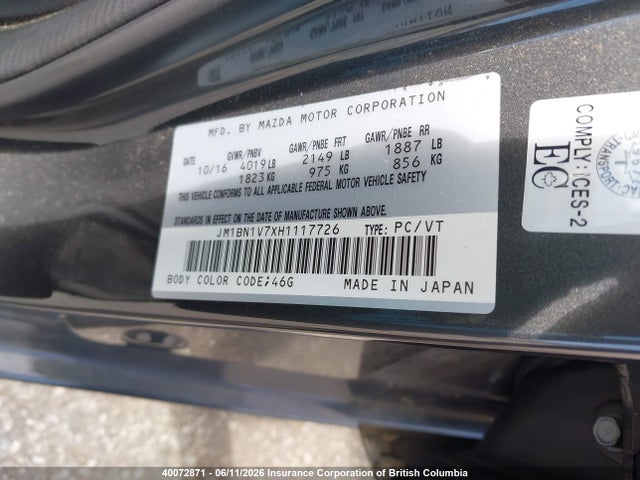 JM1BN1V7XH1117726 Mazda 3 TOURING
