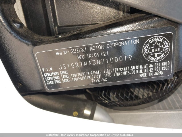 JS1GR7MA3N7100019 Suzuki GSX-R750