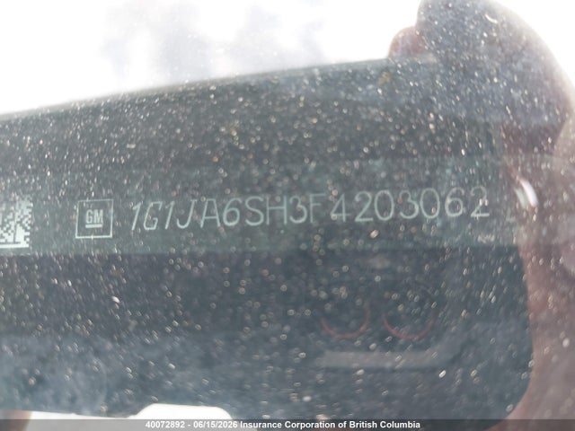 2015 Chevrolet Sonic მანქანა იყიდება აუქციონზე, vin: 1G1JA6SH3F4203062, აუქციონის ნომერი: 40072892