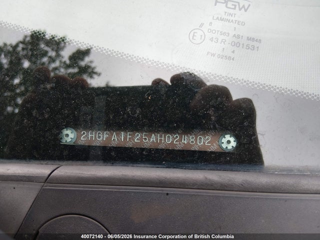 2010 Honda Civic Dx მანქანა იყიდება აუქციონზე, vin: 2HGFA1F25AH024802, აუქციონის ნომერი: 40072140