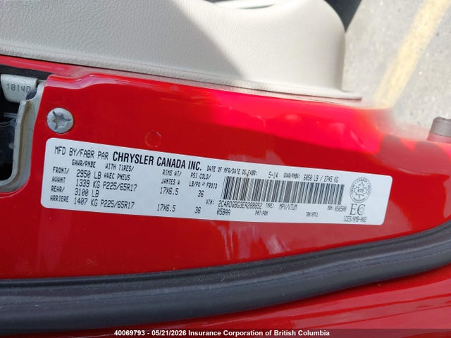 40069793 :رقم المزاد ، 2C4RDGBG3ER288852 vin ، 2014 Dodge Grand Caravan Se مزاد بيع