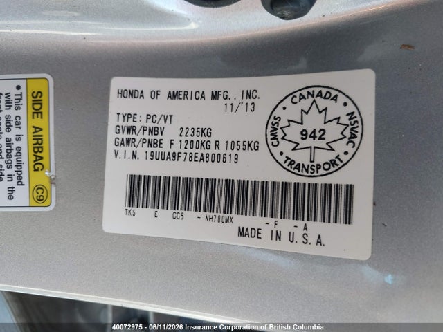 Acura TL 2014 19UUA9F78EA800619 Image 9
