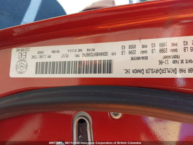 40072981 :رقم المزاد ، 1B3HB48BX7D208742 vin ، 2007 Dodge Caliber Sxt مزاد بيع