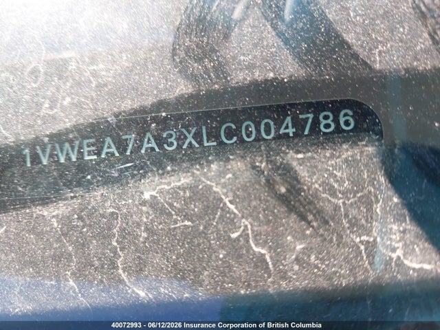 2020 Volkswagen Passat Execline მანქანა იყიდება აუქციონზე, vin: 1VWEA7A3XLC004786, აუქციონის ნომერი: 40072993