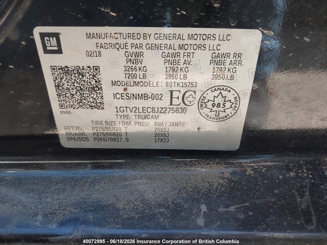 GMC Sierra K1500 2018 1GTV2LEC8JZ275830 Image 9