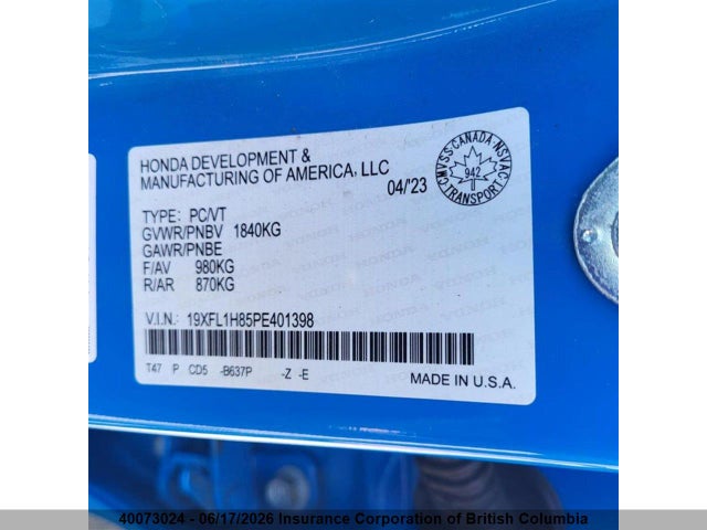 Honda Civic 2023 19XFL1H85PE401398 Image 13