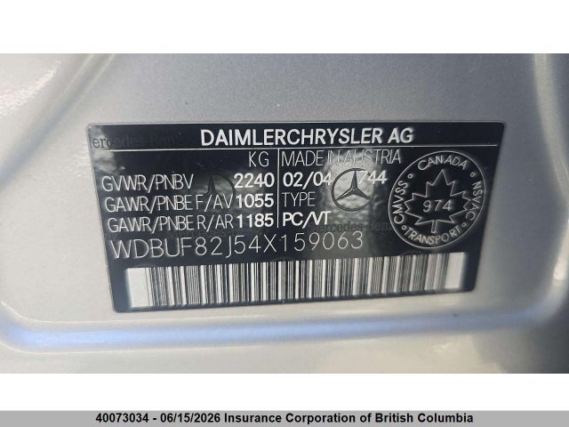 40073034 :رقم المزاد ، WDBUF82J54X159063 vin ، 2004 Mercedes-benz E 320 4matic مزاد بيع
