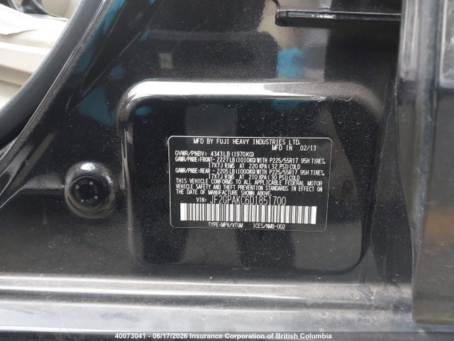 Продажа на аукционе авто 2013 Subaru Xv Crosstrek Limited Package, vin: JF2GPAKC6D1851700, номер лота: 40073041