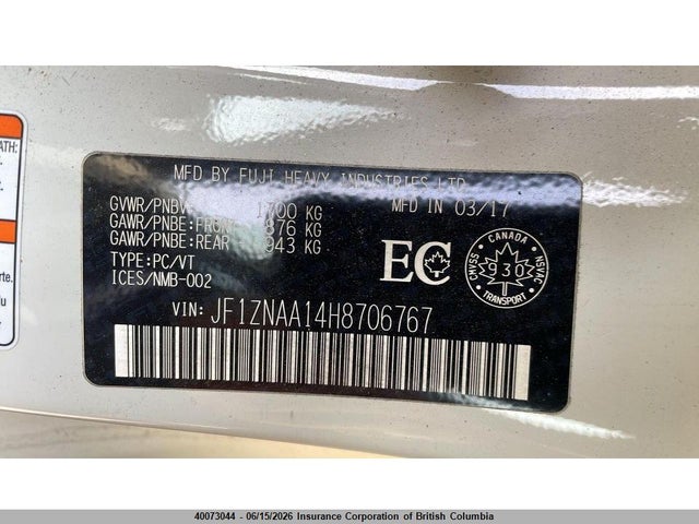 40073044 :رقم المزاد ، JF1ZNAA14H8706767 vin ، 2017 Toyota  مزاد بيع