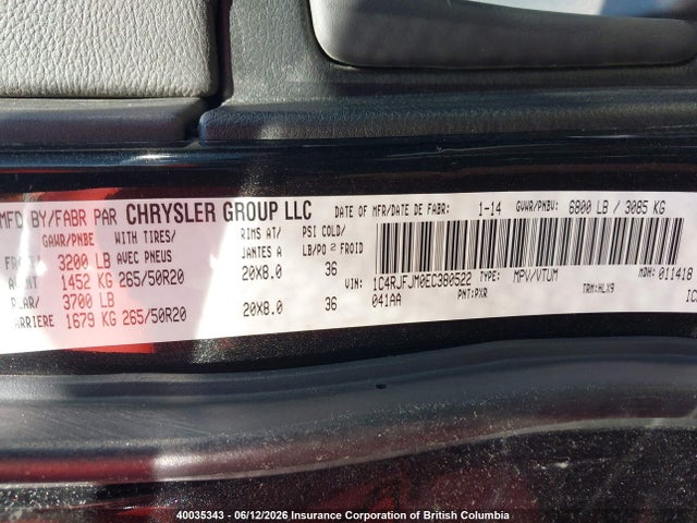 Aukcja sprzedaży 2014 Jeep Grand Cherokee Summit, vin: 1C4RJFJM0EC380522, numer aukcji: 40035343
