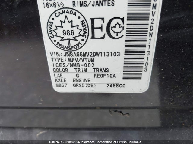 Продаж на аукціоні авто 2013 Nissan Rogue S/sv, vin: JN8AS5MV2DW113103, номер лоту: 40067507