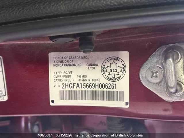 Продаж на аукціоні авто 2009 Honda Civic, vin: 2HGFA15669H006261, номер лоту: 40073087