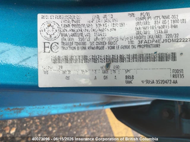 Продажа на аукционе авто 2013 Ford Fiesta Se, vin: 3FADP4EJ9DM222275, номер лота: 40073096