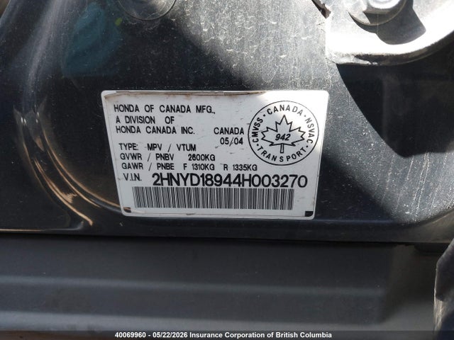 Aukcja sprzedaży 2004 Acura Mdx Touring, vin: 2HNYD18944H003270, numer aukcji: 40069960