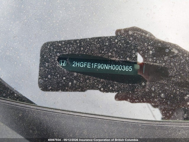 40067934 :رقم المزاد ، 2HGFE1F90NH000365 vin ، 2022 Honda Civic Touring مزاد بيع