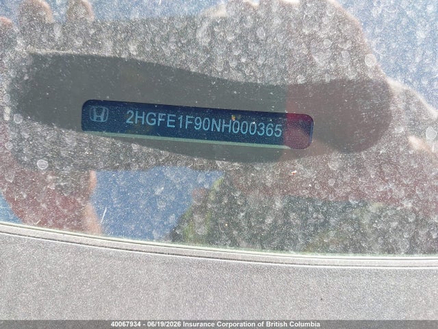 40067934 :رقم المزاد ، 2HGFE1F90NH000365 vin ، 2022 Honda Civic Touring مزاد بيع