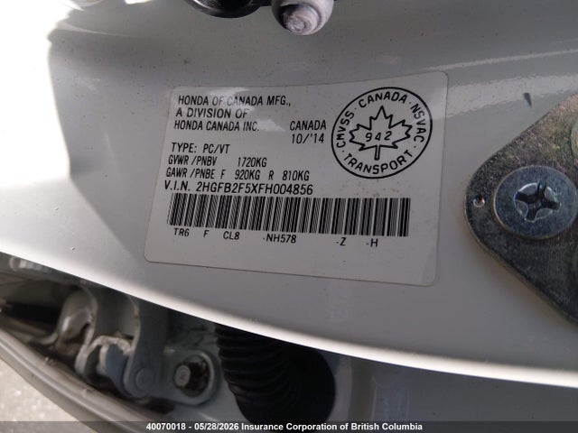 Honda Civic Lx 2015 2HGFB2F5XFH004856 Image 9