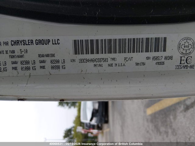 Aukcja sprzedaży 2010 Dodge Caliber Sxt, vin: 1B3CB4HA6AD597503, numer aukcji: 40068531