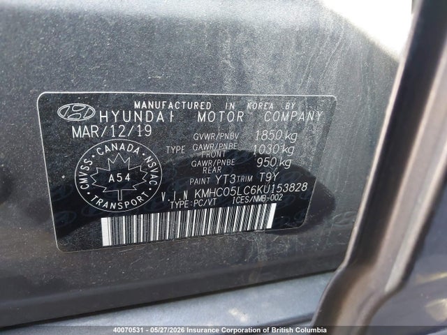 Aukcja sprzedaży 2019 Hyundai Ioniq Limited, vin: KMHC05LC6KU153828, numer aukcji: 40070531
