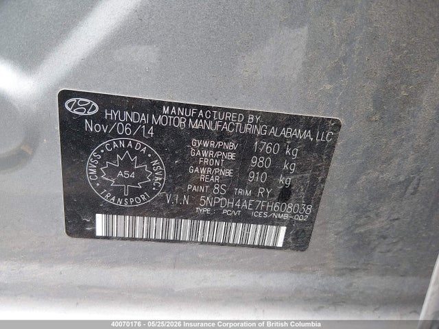 5NPDH4AE7FH608038 Hyundai Elantra Se/sport/limited