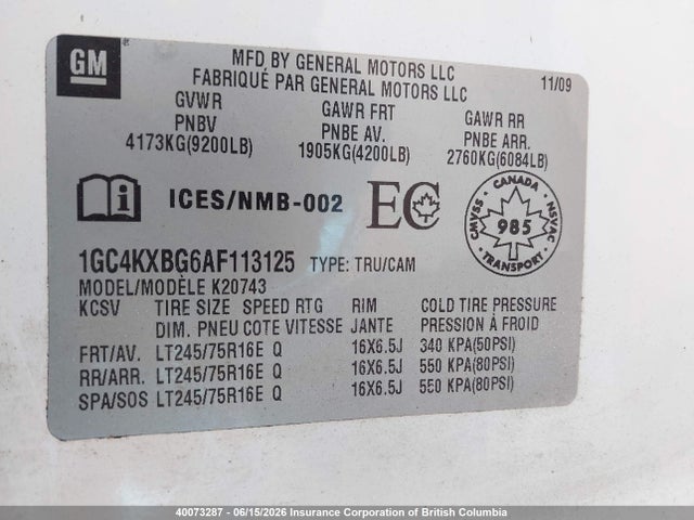 Aukcja sprzedaży 2010 Chevrolet Silverado 2500hd Lt, vin: 1GC4KXBG6AF113125, numer aukcji: 40073287