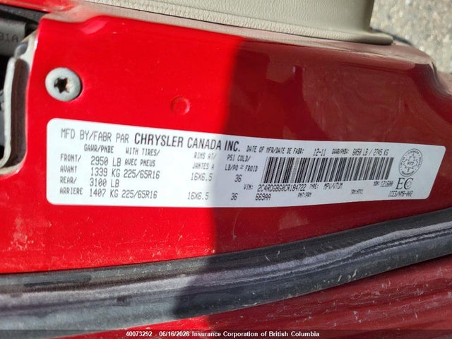 2012 Dodge Grand Caravan Se/sxt მანქანა იყიდება აუქციონზე, vin: 2C4RDGBG0CR184722, აუქციონის ნომერი: 40073292