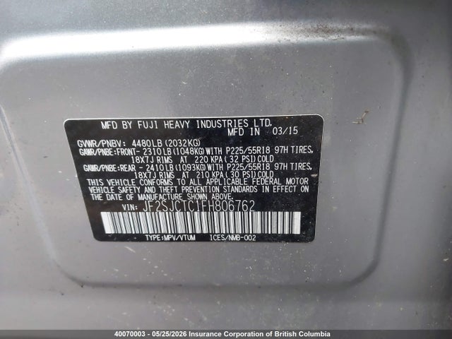 Subaru Forester 2.5i Touring 2015 JF2SJCTC1FH806762 Image 19