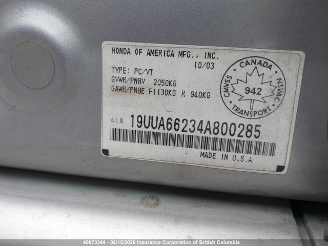 Продажа на аукционе авто 2004 Acura 3.2tl, vin: 19UUA66234A800285, номер лота: 40073344