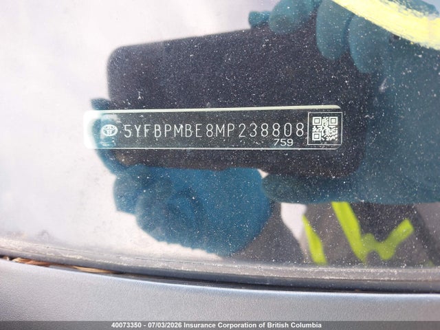 2021 Toyota Corolla Le მანქანა იყიდება აუქციონზე, vin: 5YFBPMBE8MP238808, აუქციონის ნომერი: 40073350