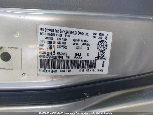 Продаж на аукціоні авто 2005 Dodge Caravan Se, vin: 1D4GP25R05B208746, номер лоту: 40070866